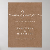 Minimalistisch Rustiek Kraft Welkomstbord Poster (Voorkant)