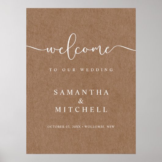 Minimalistisch Rustiek Kraft Welkomstbord Poster (Voorkant)