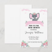 Minimalistisch Rustiek Roze Bloemen Olifant Baby s Kaart (Voorkant / Achterkant)