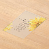 Minimalistisch Rustiek Zonnebloem Vrijgezellenfees Acryl Uitnodigingen (Laagn)