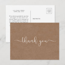 Minimalistisch Rustisch Dank u briefkaart