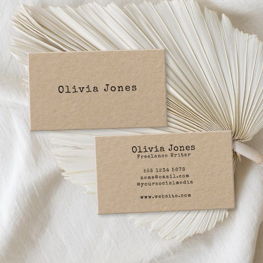 Minimalistisch Rustisch kraft voor schrijfmachine Visitekaartje