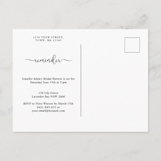 Minimalistisch Rustisch RSVP-Briefkaart Uitnodiging Briefkaart (Achterkant)