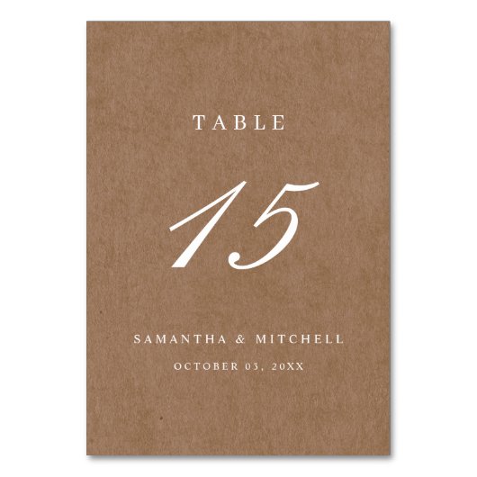 Minimalistisch Rustisch tabelnummer Kaart (Voorkant)