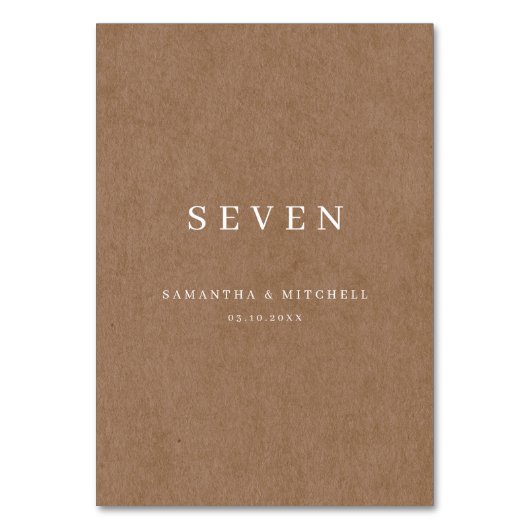 Minimalistisch Rustisch tabelnummer Kaart (Voorkant)