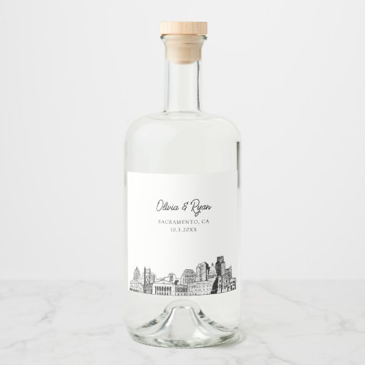 Minimalistisch Sacramento Bruiloft Custom Likeurfles Etiket (Voorkant)