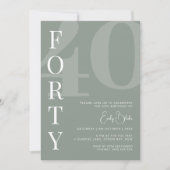 Minimalistisch Sage 40ste verjaardagsfeestje Kaart (Voorkant)