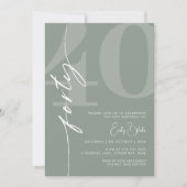 Minimalistisch Sage 40ste verjaardagsfeestje Kaart (Voorkant)