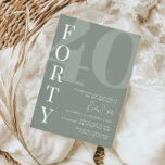 Minimalistisch Sage 40ste verjaardagsfeestje Kaart<br><div class="desc">Deze minimalistische typografie 30e verjaardagsfeestuitnodiging is perfect voor een modern verjaardagsfeestje. Het eenvoudige ontwerp heeft een klassiek wit lettertype op een wijze achtergrond. Aanpasbaar in elke kleur. Houd het ontwerp minimaal en elegant, zoals het is, of personaliseer het door uw eigen afbeeldingen en illustraties toe te voegen. Voor meer geavanceerde...</div>