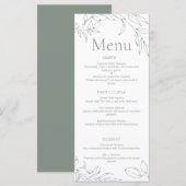 Minimalistisch Sage Bloemen Bruiloft Menu (Voorkant / Achterkant)