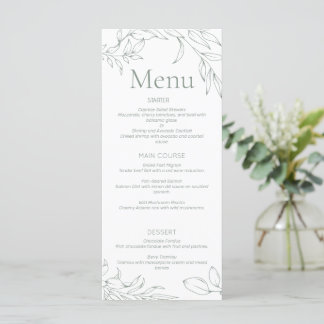 Minimalistisch Sage Bloemen Bruiloft Menu