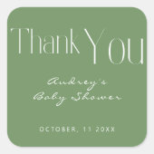 Minimalistisch Sage Green Baby shower Hartelijk da Vierkante Sticker (Voorkant)