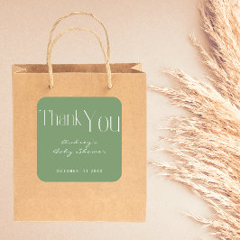 Minimalistisch Sage Green Baby shower Hartelijk da Vierkante Sticker