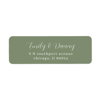 Minimalistisch Sage Green Elegant Wedding Address Etiket