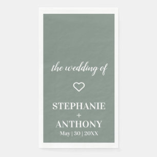 Minimalistisch Sage Green en White Wedding Servet