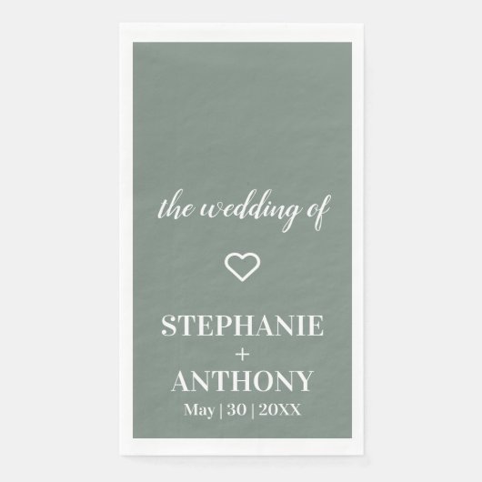 Minimalistisch Sage Green en White Wedding Servet (Voorkant)