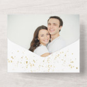 Minimalistisch Sage Green Gold Photo Wedding All In One Uitnodiging (Achterkant)
