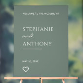 Minimalistisch Sage Green met Heart Modern Wedding Acryl Bord (Neutraal)
