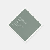 Minimalistisch Sage Green met Heart Modern Wedding Servet (Hoek)