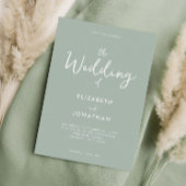 Minimalistisch Sage Green Modern Calligraphy Weddi Kaart
