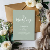 Minimalistisch Sage Green Modern Calligraphy Weddi Kaart