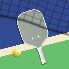 Minimalistisch Sage Green Modern Monogram Pickleball Paddle