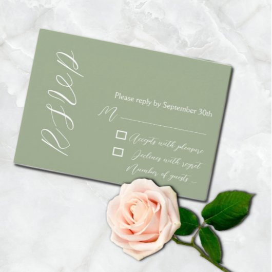 Minimalistisch Sage Green RSVP Kaartje