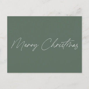 Minimalistisch Sage Green Script Merry Kerstmis Briefkaart