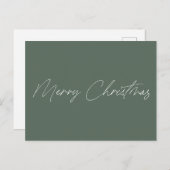 Minimalistisch Sage Green Script Merry Kerstmis Briefkaart (Voorkant / Achterkant)