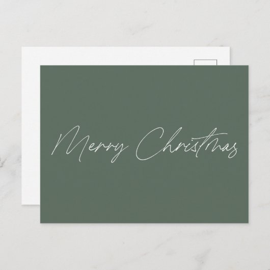 Minimalistisch Sage Green Script Merry Kerstmis Briefkaart (Voorkant / Achterkant)