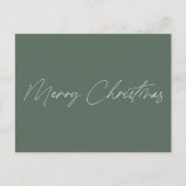 Minimalistisch Sage Green Script Merry Kerstmis Briefkaart (Voorkant)