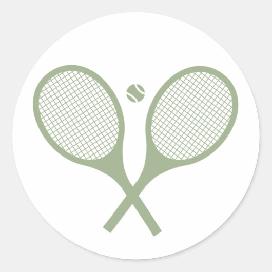 Minimalistisch Sage Green Tennis Racquets Ball Ronde Sticker (Voorkant)