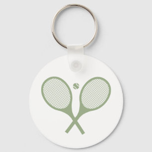 Minimalistisch Sage Green Tennis Racquets Ball Sleutelhanger