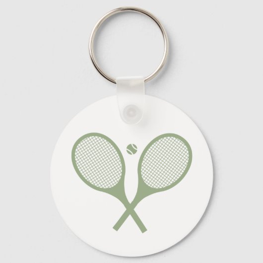 Minimalistisch Sage Green Tennis Racquets Ball Sleutelhanger (Voorkant)