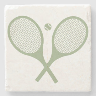 Minimalistisch Sage Green Tennis Racquets Ball Stenen Onderzetter