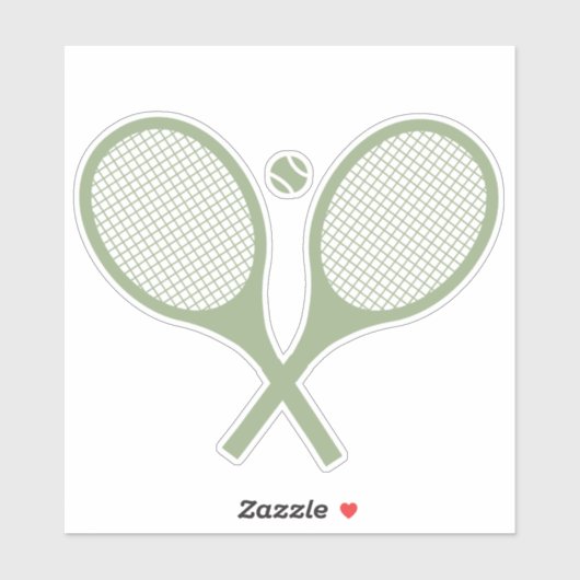 Minimalistisch Sage Green Tennis Racquets Ball Sticker (Vel)