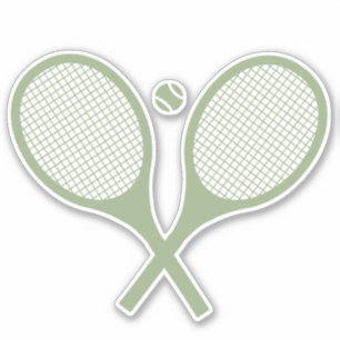 Minimalistisch Sage Green Tennis Racquets Ball Sticker