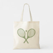 Minimalistisch Sage Green Tennis Racquets Ball Tote Bag (Achterkant)