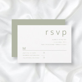 Minimalistisch Sage Green Typography Wedding RSVP Kaartje
