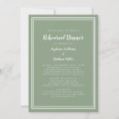 Minimalistisch Sage Green Wedding Rehearsal Dinner Kaart (Voorkant)