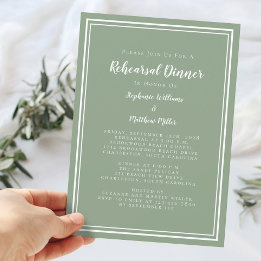 Minimalistisch Sage Green Wedding Rehearsal Dinner Kaart