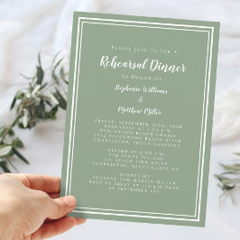 Minimalistisch Sage Green Wedding Rehearsal Dinner Kaart