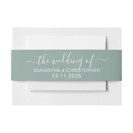 Minimalistisch Sage Green Wedding van Uitnodigingen Wikkel (Voorkant Voorbeeld)