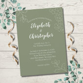 Minimalistisch Sage Green White Floral Modern Wedd Kaart