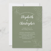 Minimalistisch Sage Green White Floral Modern Wedd Kaart (Voorkant)