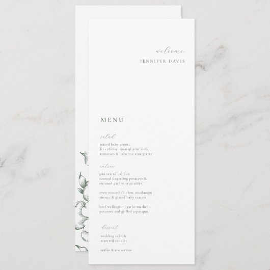 Minimalistisch Sage Groen Bloemen Plaats Kaart Men (Voorkant / Achterkant)