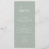 Minimalistisch Sage Groen Modern Bruiloft Menu (Voorkant)