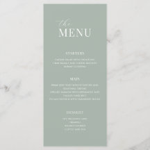 Minimalistisch Sage Groen Modern Bruiloft Menu
