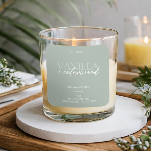 Minimalistisch Sage Groen Modern Candle Label