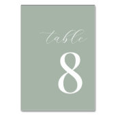 Minimalistisch Sage Groen Modern Tafelnummer (Voorkant)